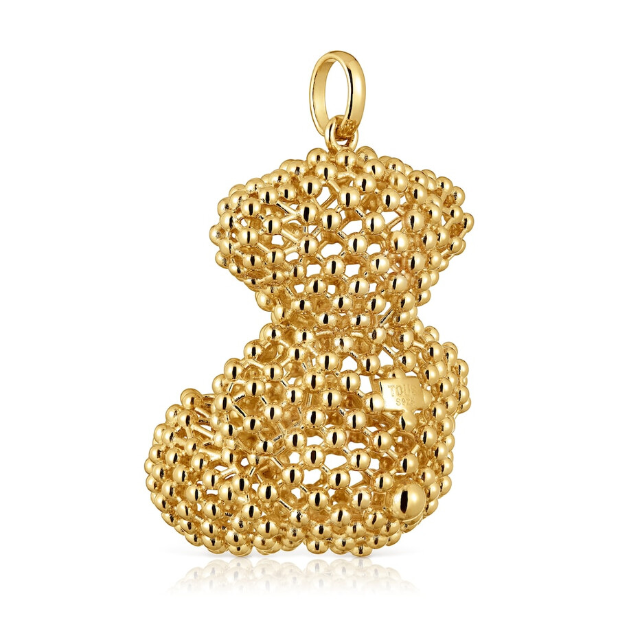 grande pendente a forma di orso testurizzato con placcatura in oro 18 kt su argento bold bear