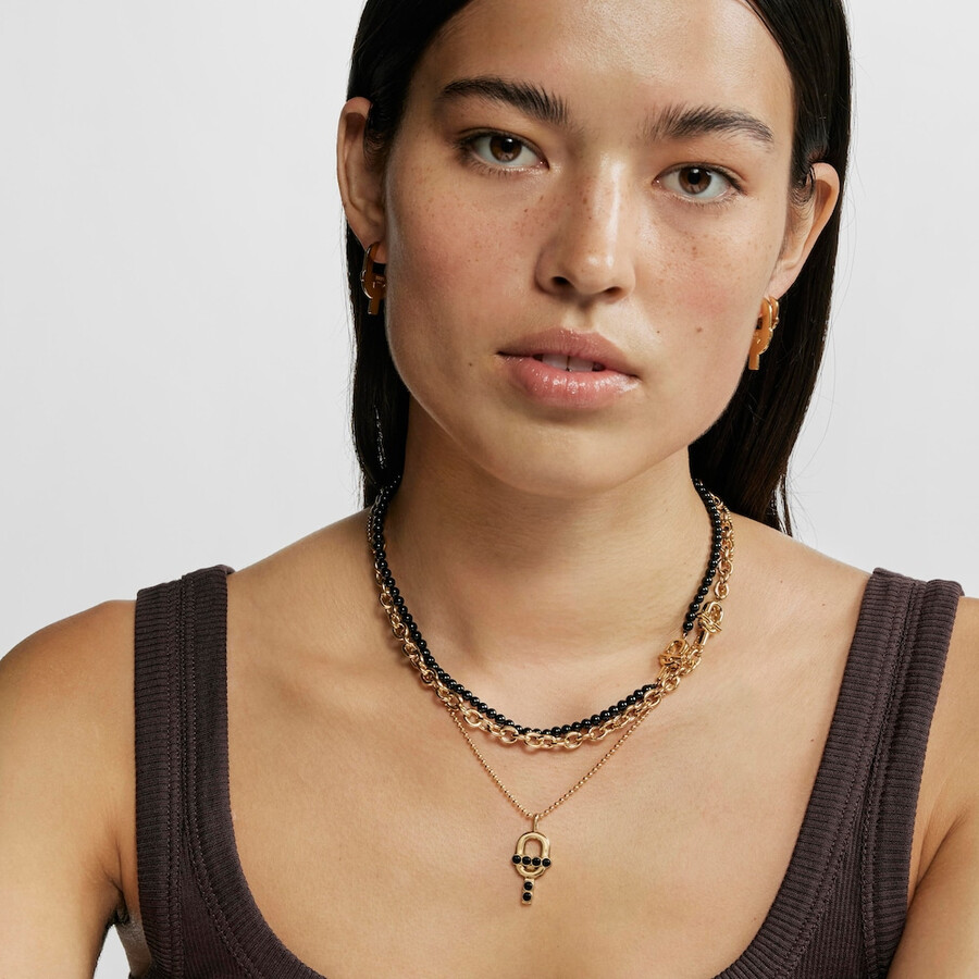 ciondolo con placcatura in oro 18kt su argento e onice tous manifesto