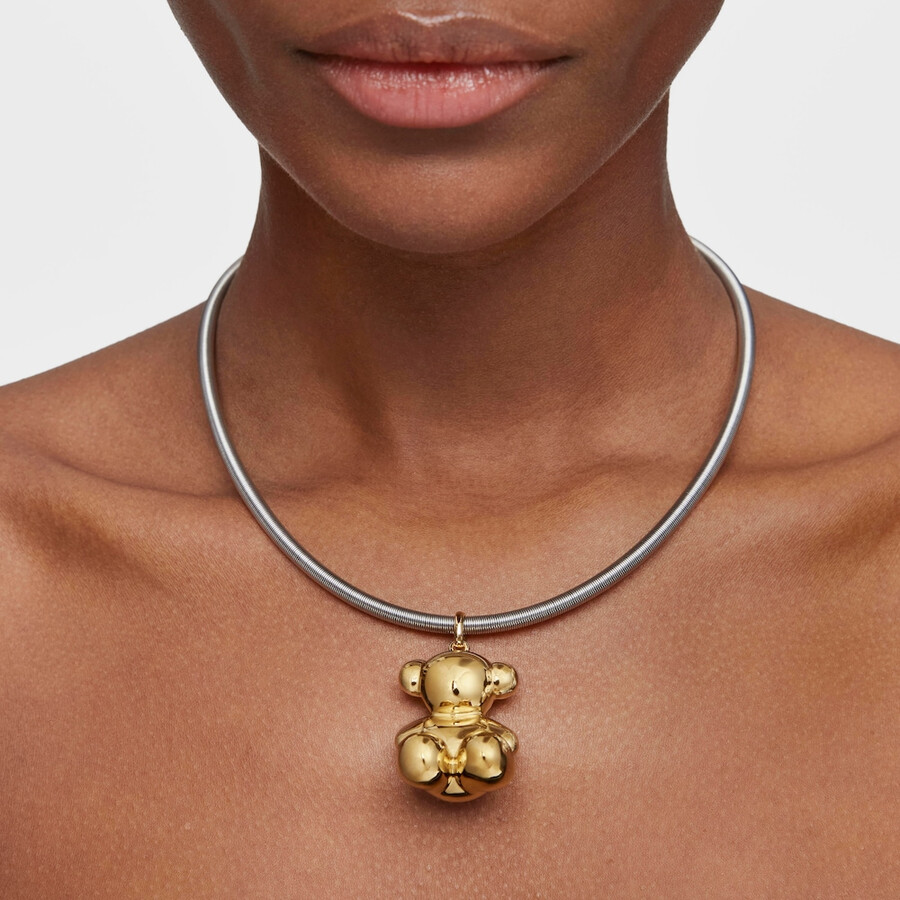 ciondolo a forma di orso extra large placcato in oro 18 kt su argento bold bear