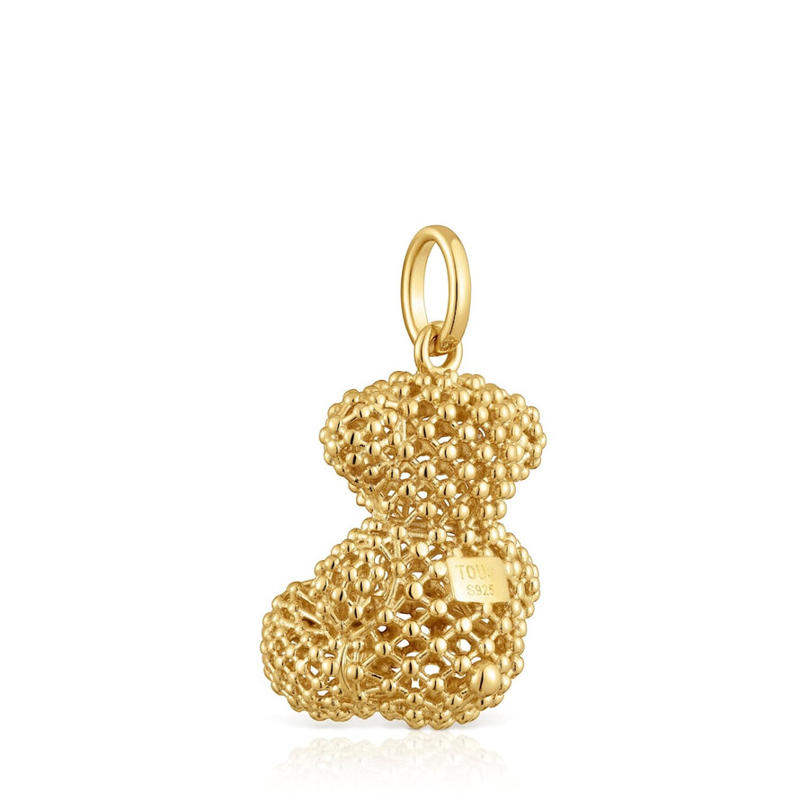 ciondolo a forma di orso testurizzato medio da 22 mm con placcatura in oro 18kt su argento