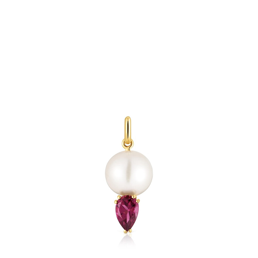 ciondolo in oro con rodolite e perla coltivata ivette