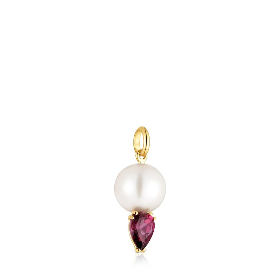 ciondolo in oro con rodolite e perla coltivata ivette
