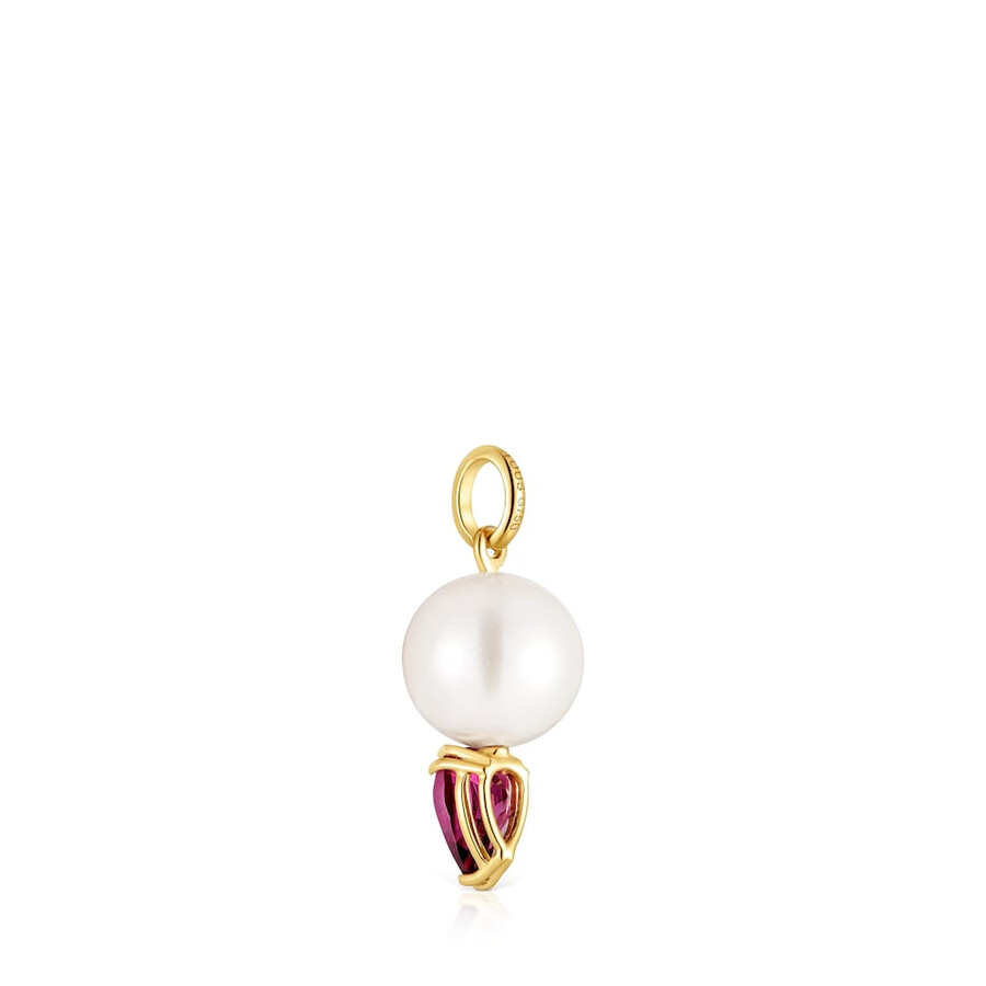 ciondolo in oro con rodolite e perla coltivata ivette