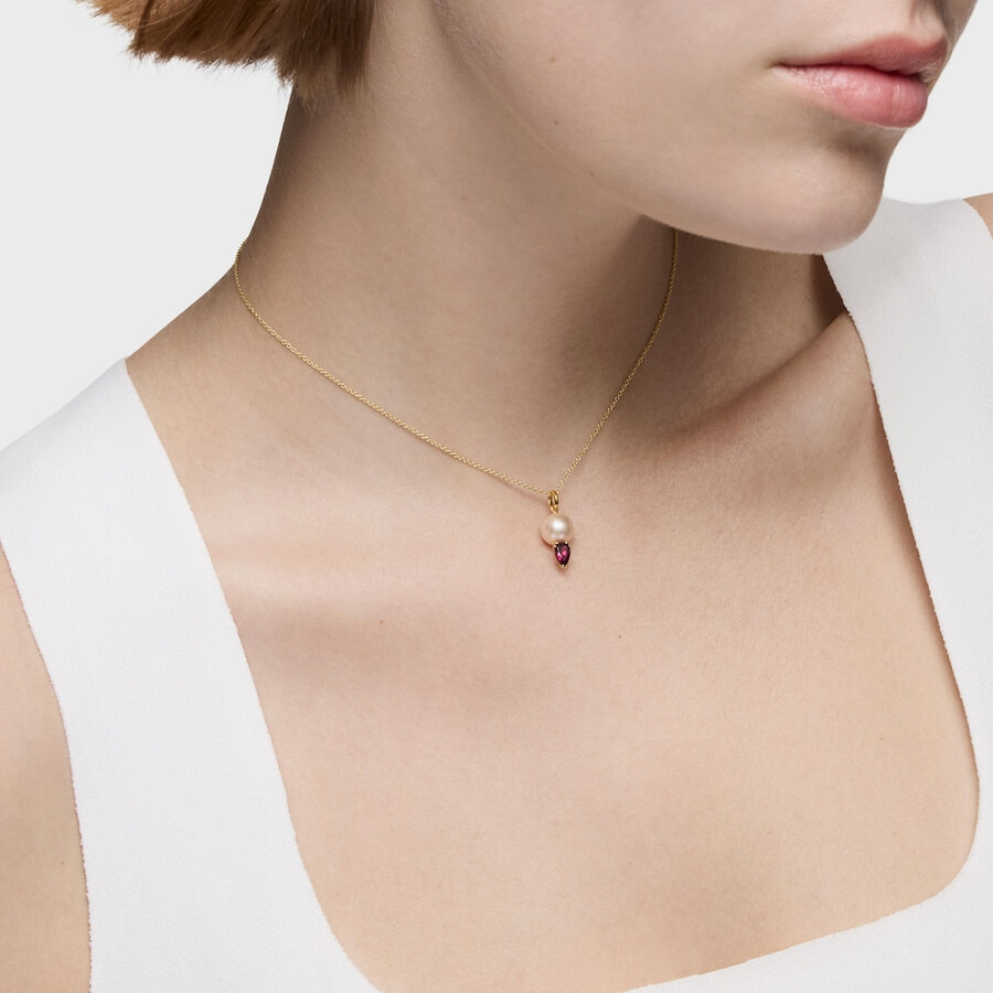 ciondolo in oro con rodolite e perla coltivata ivette