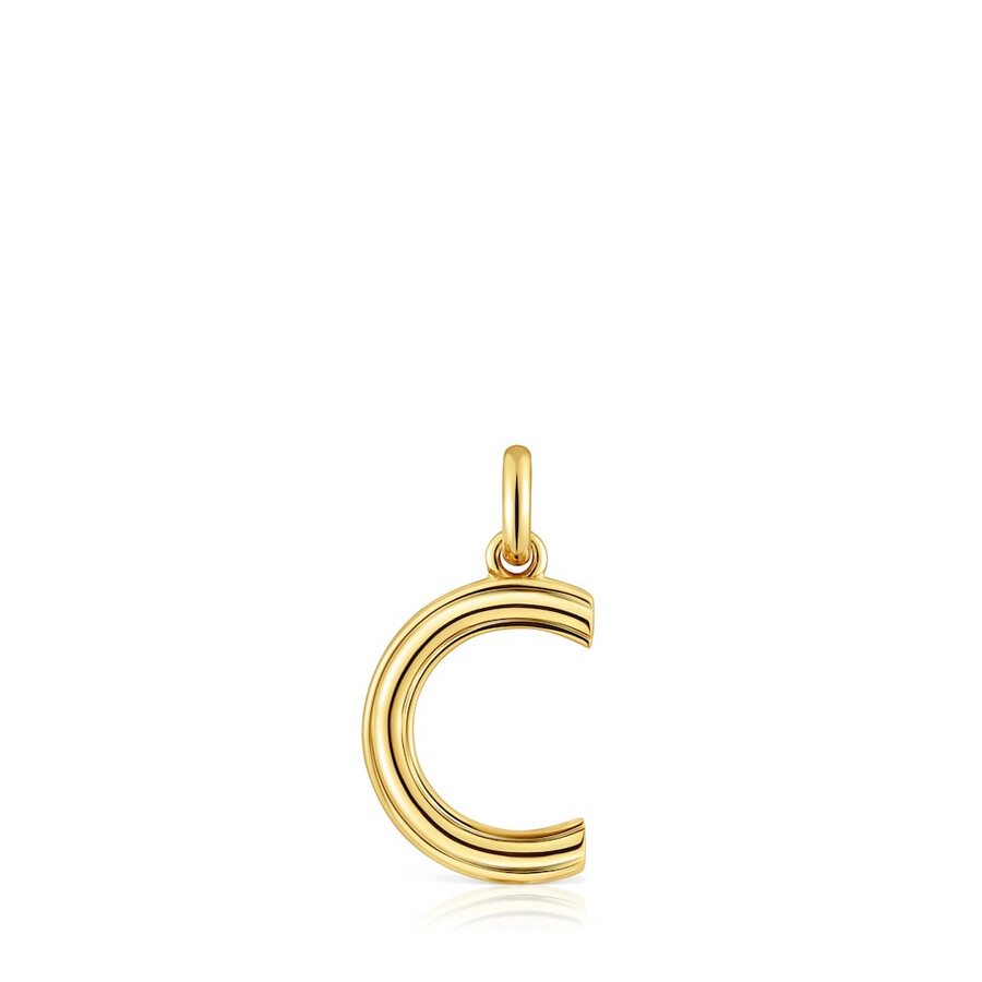 ciondolo medio con lettera c placcata in oro 18kt su argento alfabeto tous