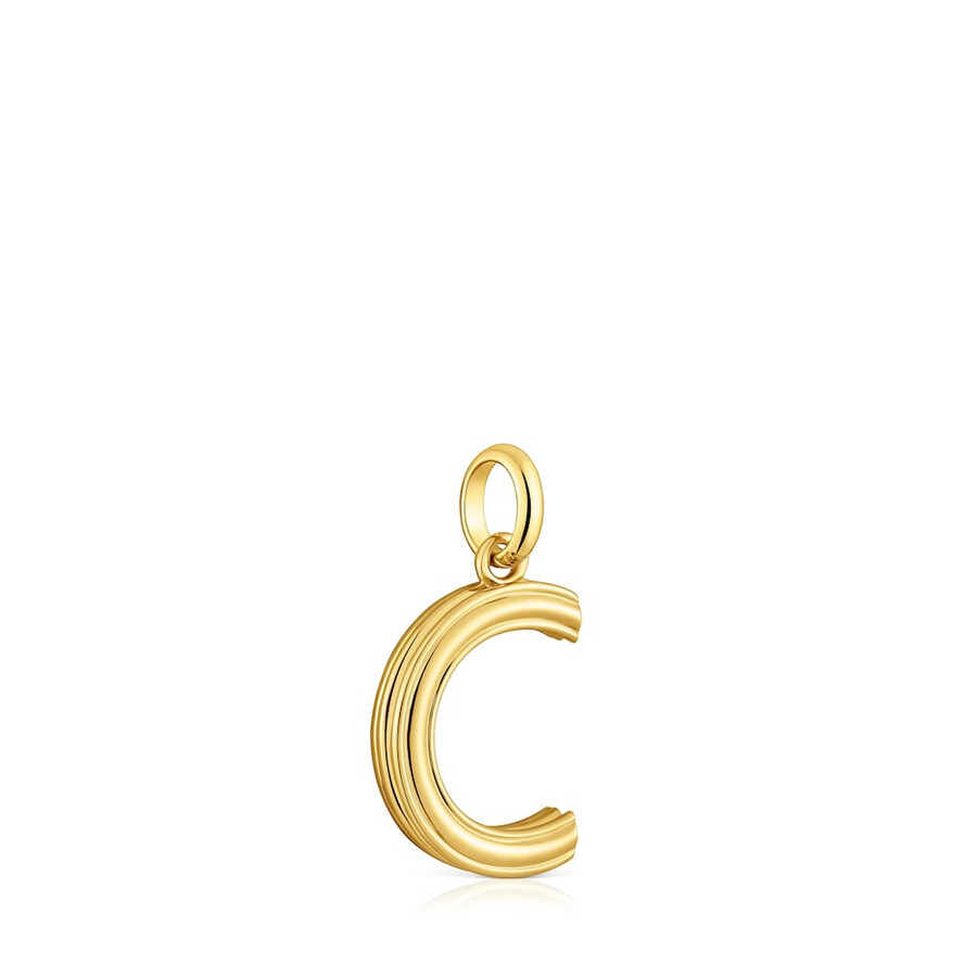 ciondolo medio con lettera c placcata in oro 18kt su argento alfabeto tous