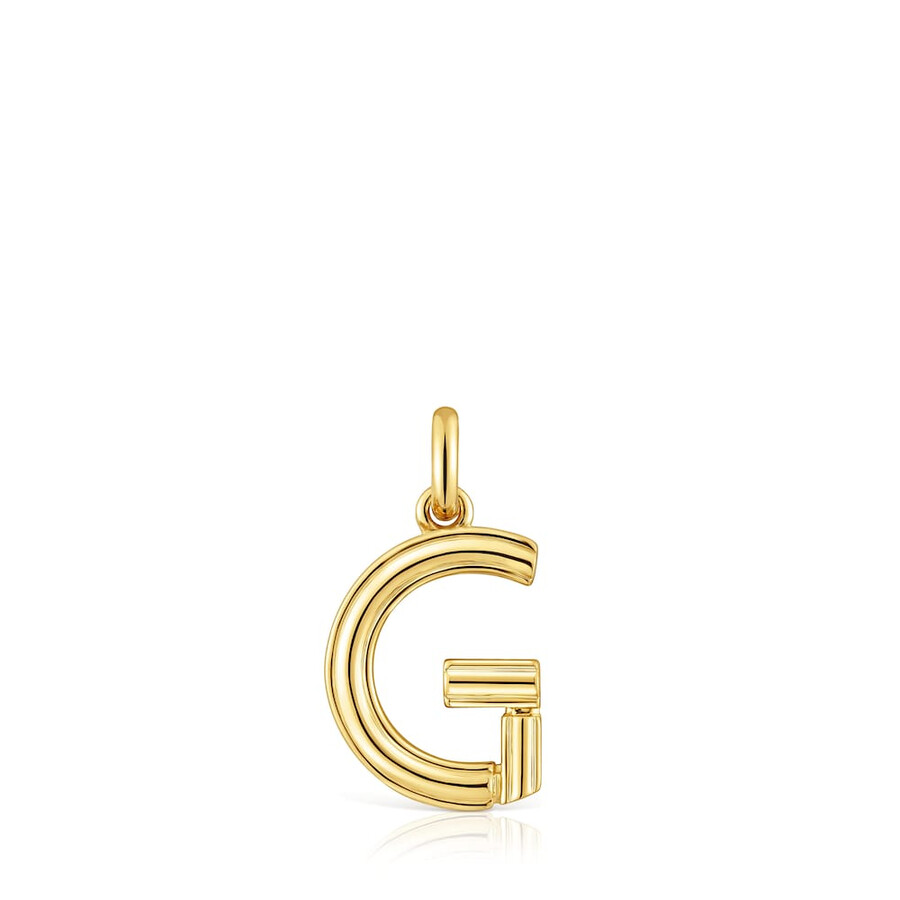 ciondolo medio con lettera g placcata in oro 18kt su argento alfabeto tous
