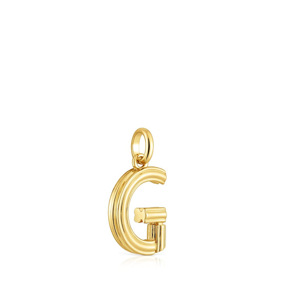 ciondolo medio con lettera g placcata in oro 18kt su argento alfabeto tous