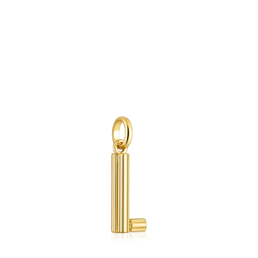 ciondolo medio con lettera l placcata in oro 18kt su argento alfabeto tous