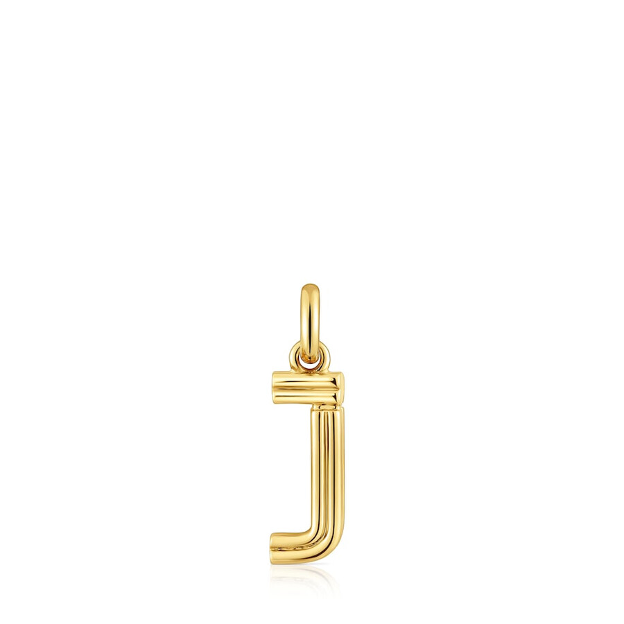 ciondolo medio con lettera j placcata in oro 18kt su argento alfabeto tous