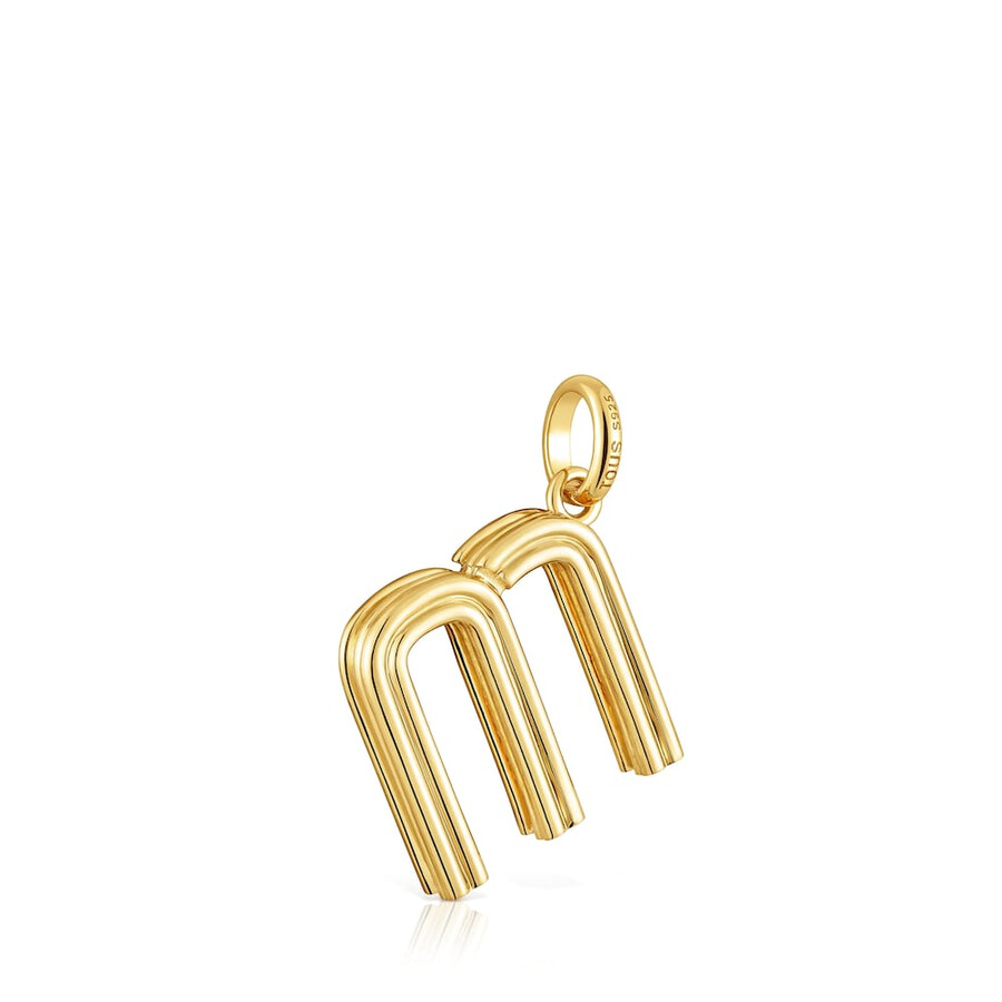 ciondolo medio con lettera m placcata in oro 18kt su argento alfabeto tous