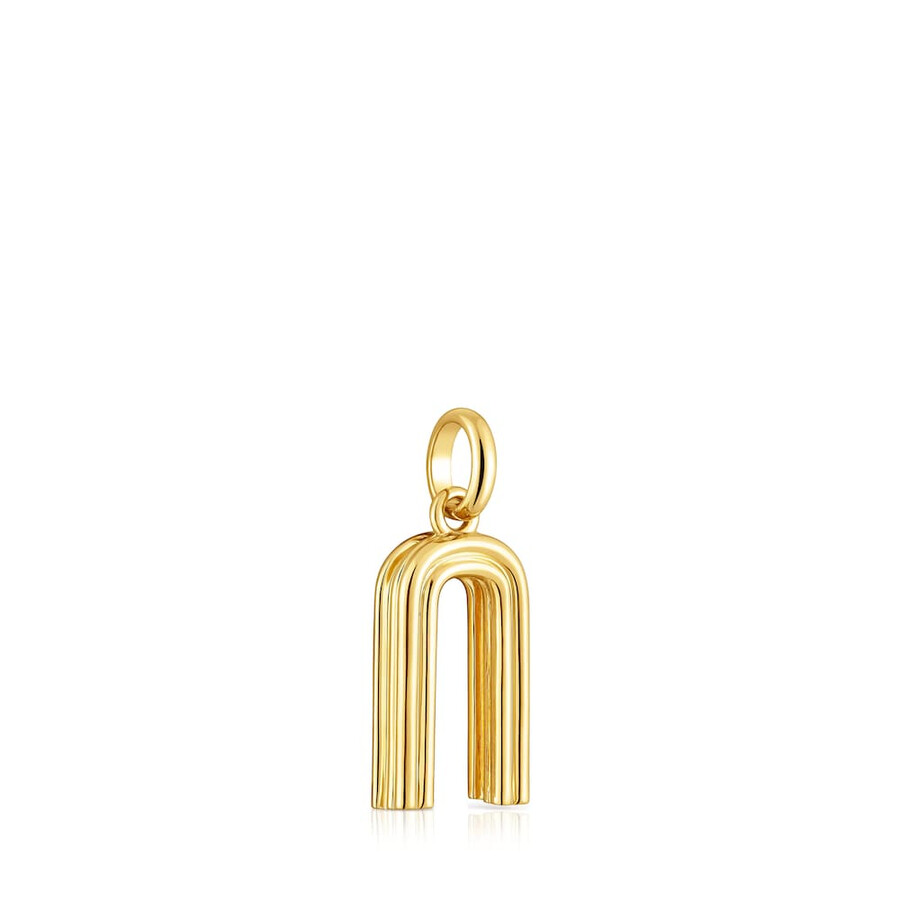 ciondolo medio con lettera n placcata in oro 18kt su argento alfabeto tous