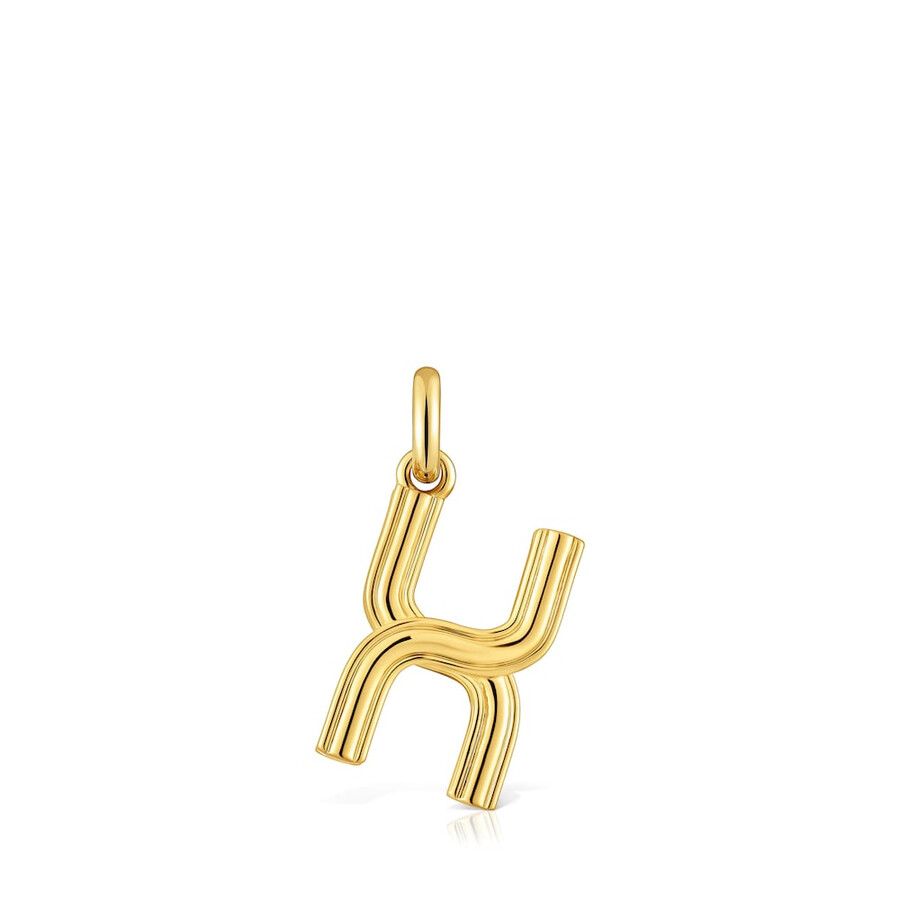 ciondolo medio con lettera x placcato in oro 18kt su argento alfabeto tous