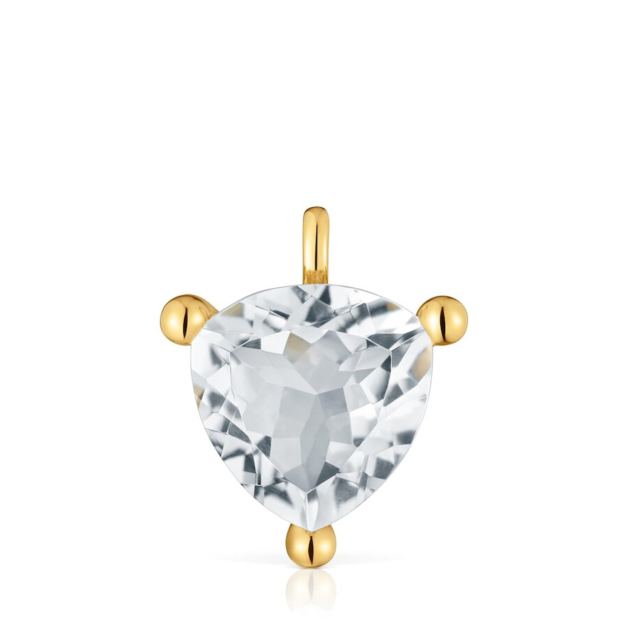 ciondolo placcato in oro 18kt su argento e quarzo ialino colore bianco