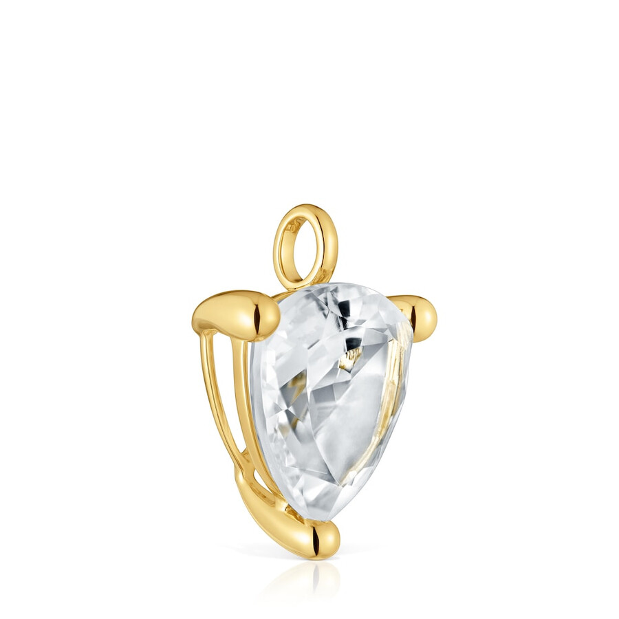 ciondolo placcato in oro 18kt su argento e quarzo ialino colore bianco