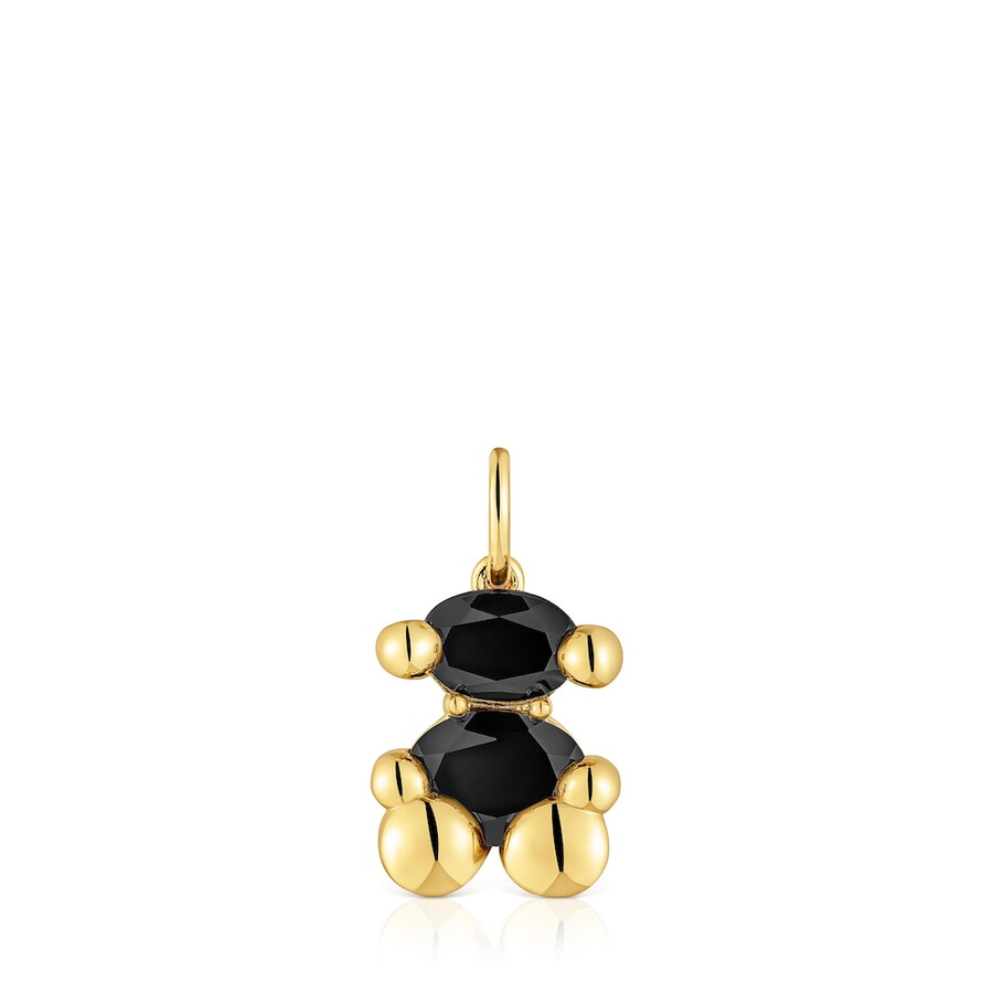 piccolo ciondolo placcato oro 18kt su argento con motivo orso in onice colore orso