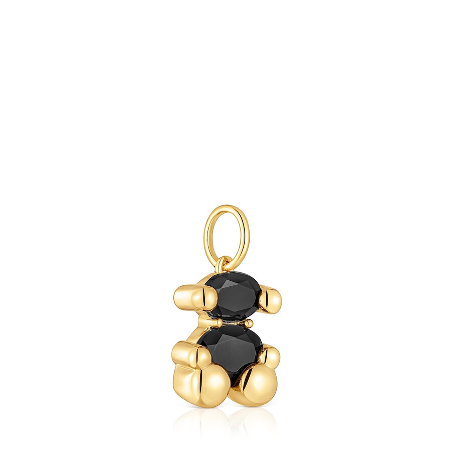 piccolo ciondolo placcato oro 18kt su argento con motivo orso in onice colore orso