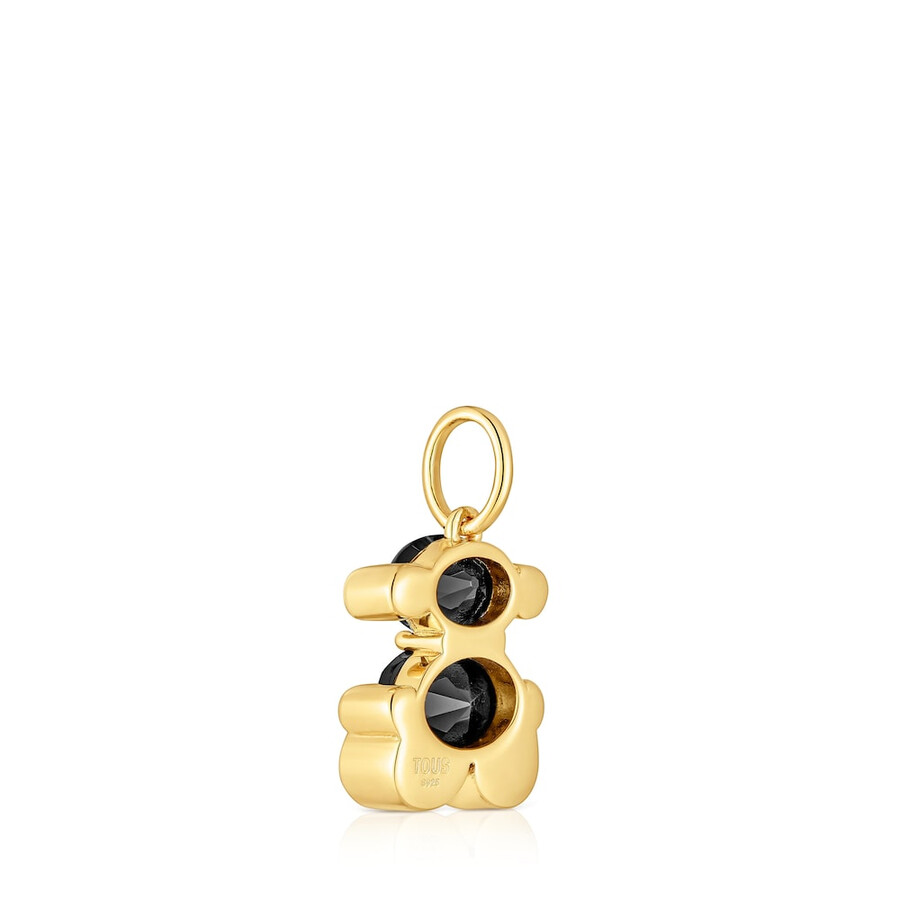 piccolo ciondolo placcato oro 18kt su argento con motivo orso in onice colore orso