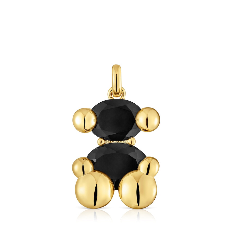 ciondolo con motivo a orso in onice placcato oro 18kt su argento di medie dimensioni. colore orso.