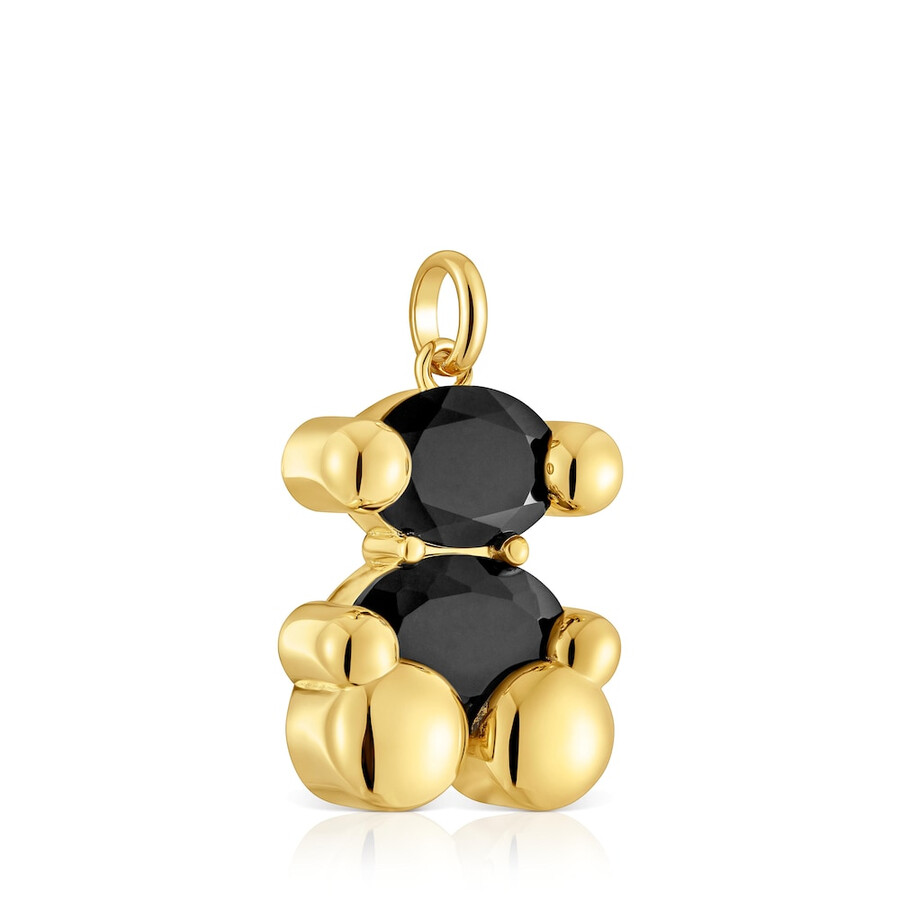 ciondolo con motivo a orso in onice placcato oro 18kt su argento di medie dimensioni. colore orso.