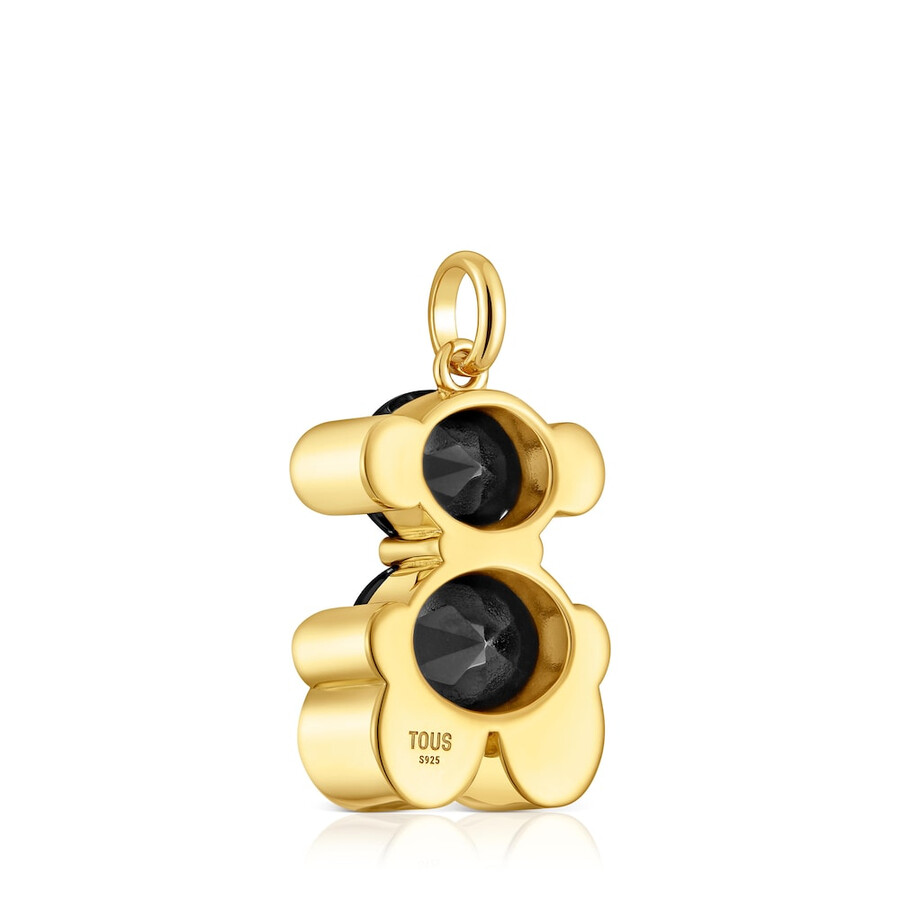 ciondolo con motivo a orso in onice placcato oro 18kt su argento di medie dimensioni. colore orso.