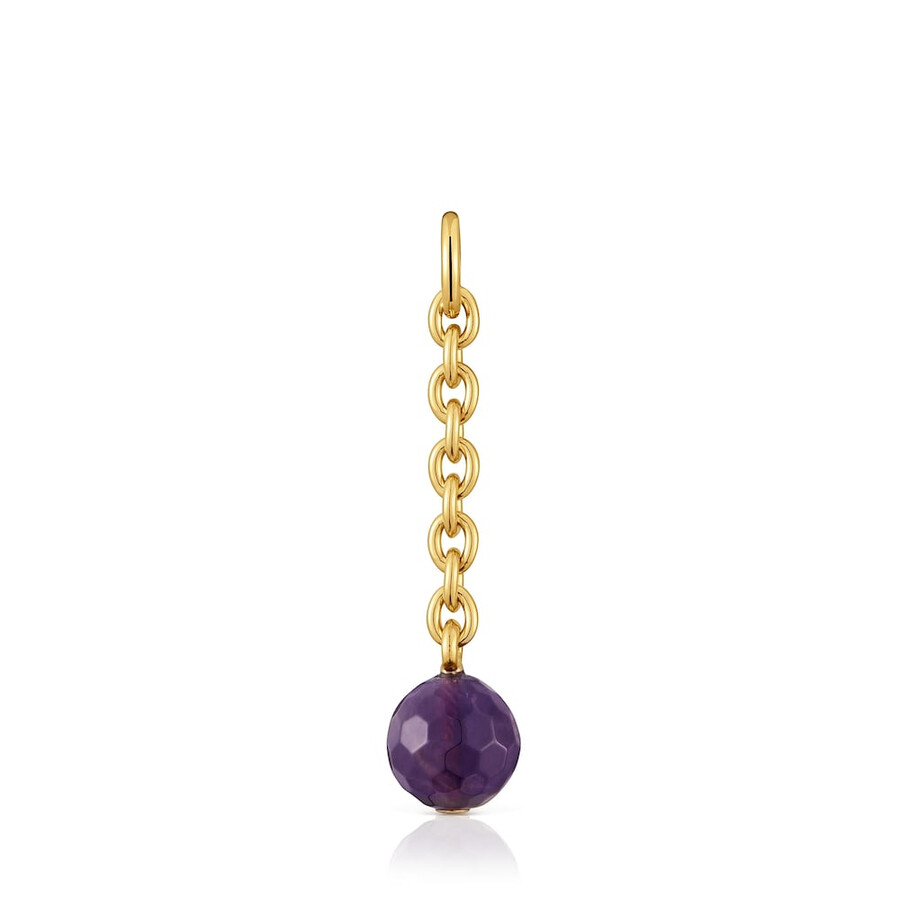 ciondolo ovale con placcatura in oro 18kt su argento e ametista