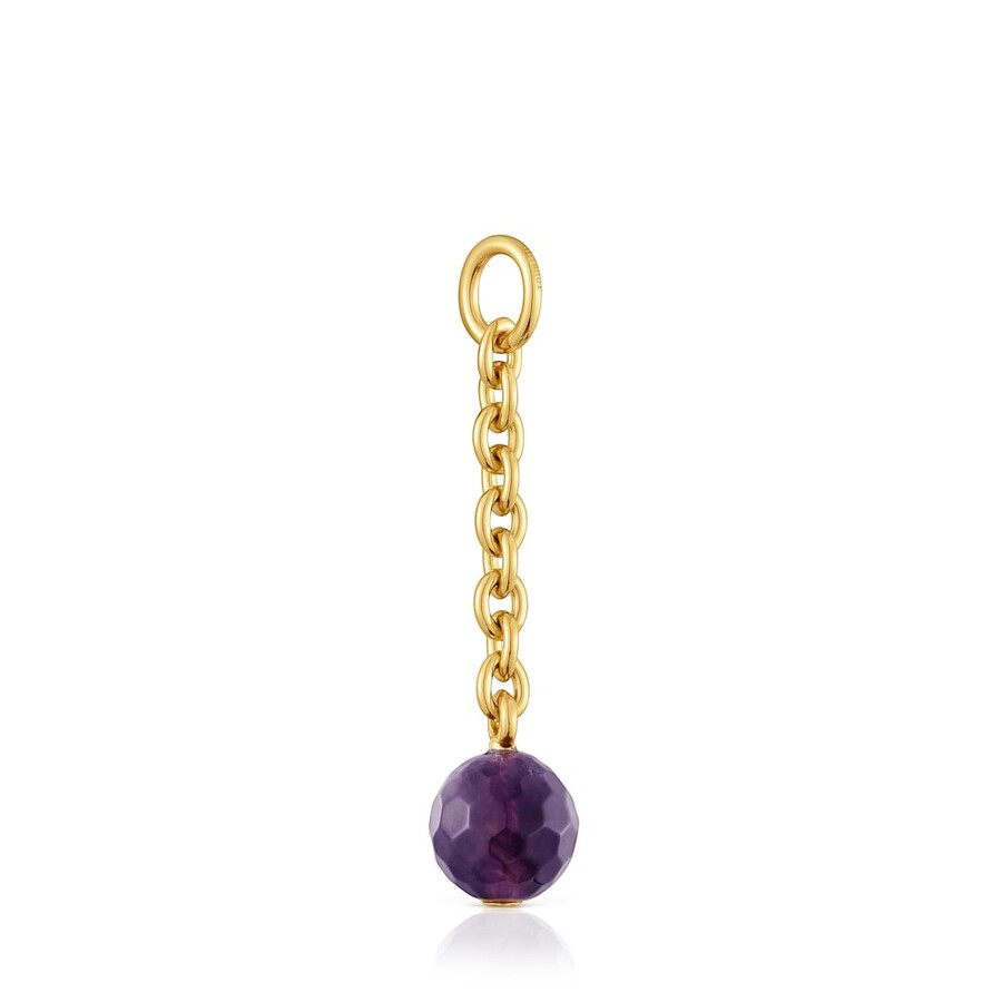 ciondolo ovale con placcatura in oro 18kt su argento e ametista