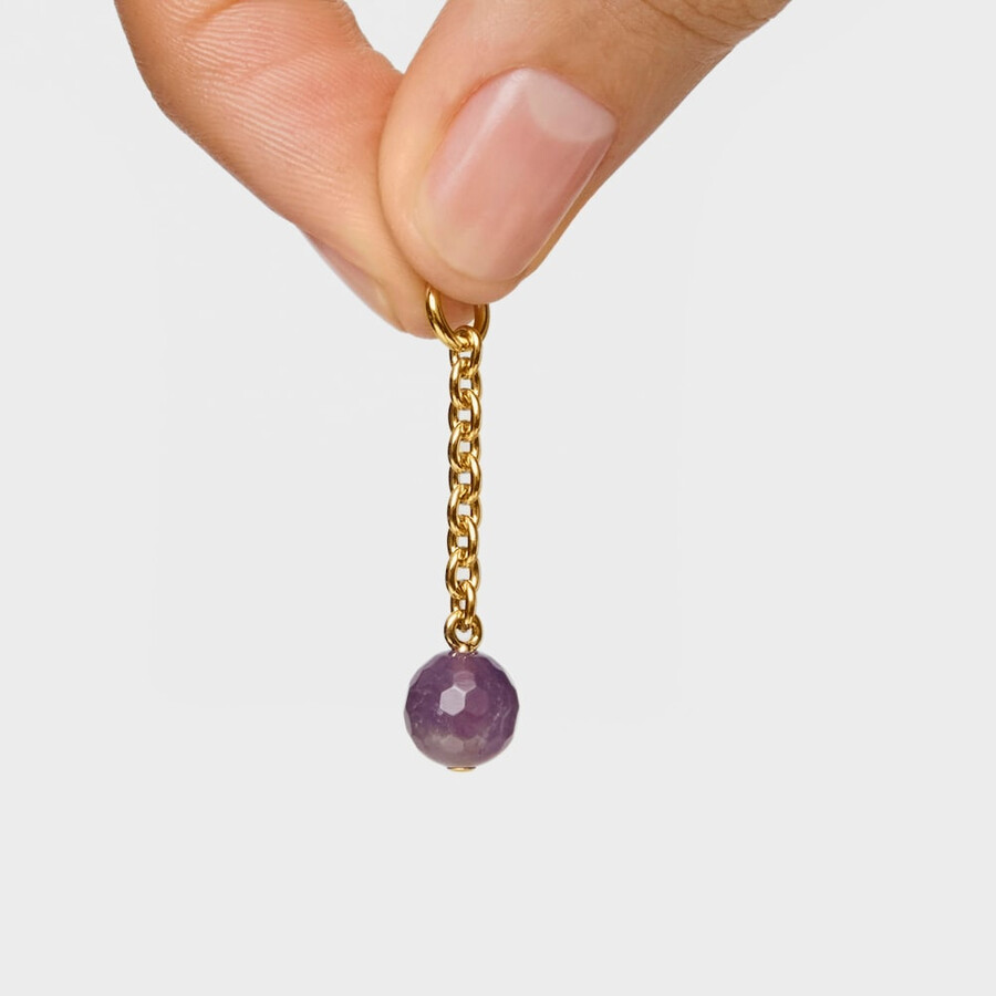 ciondolo ovale con placcatura in oro 18kt su argento e ametista