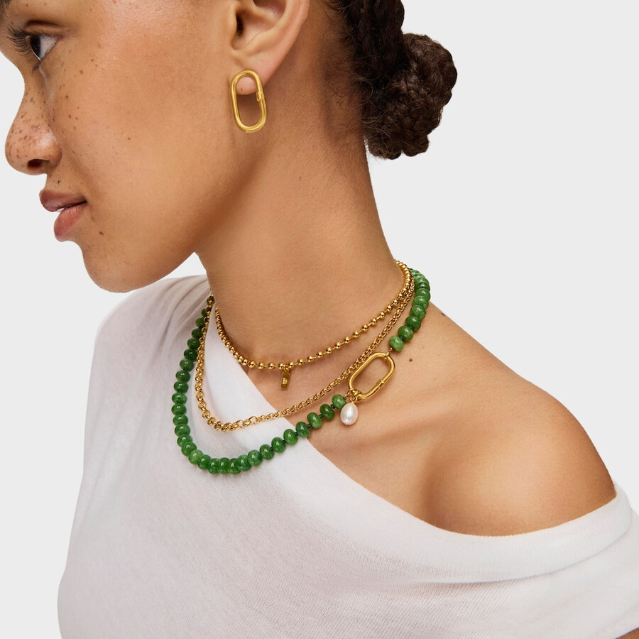 ciondolo ovale piccolo con placcatura in oro 18kt su argento e perla coltivata