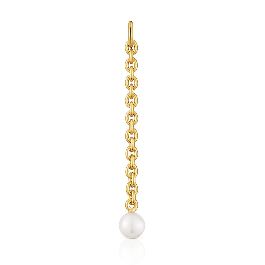 ciondolo ovale hold con placcatura in oro 18kt su argento e perla coltivata