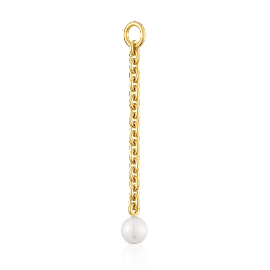 ciondolo ovale hold con placcatura in oro 18kt su argento e perla coltivata