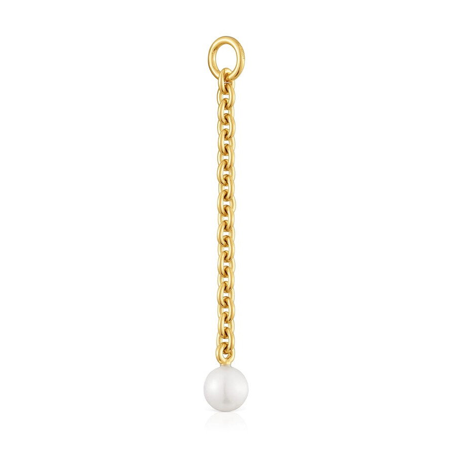 ciondolo ovale hold con placcatura in oro 18kt su argento e perla coltivata