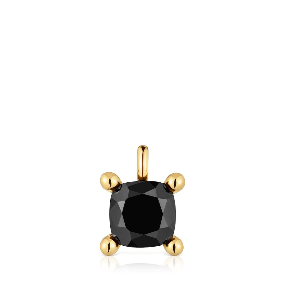 piccolo ciondolo a forma di orso placcato in oro 18kt su argento con onice colore nero