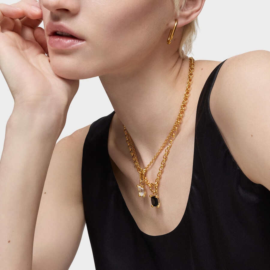 piccolo ciondolo a forma di orso placcato in oro 18kt su argento con onice colore nero