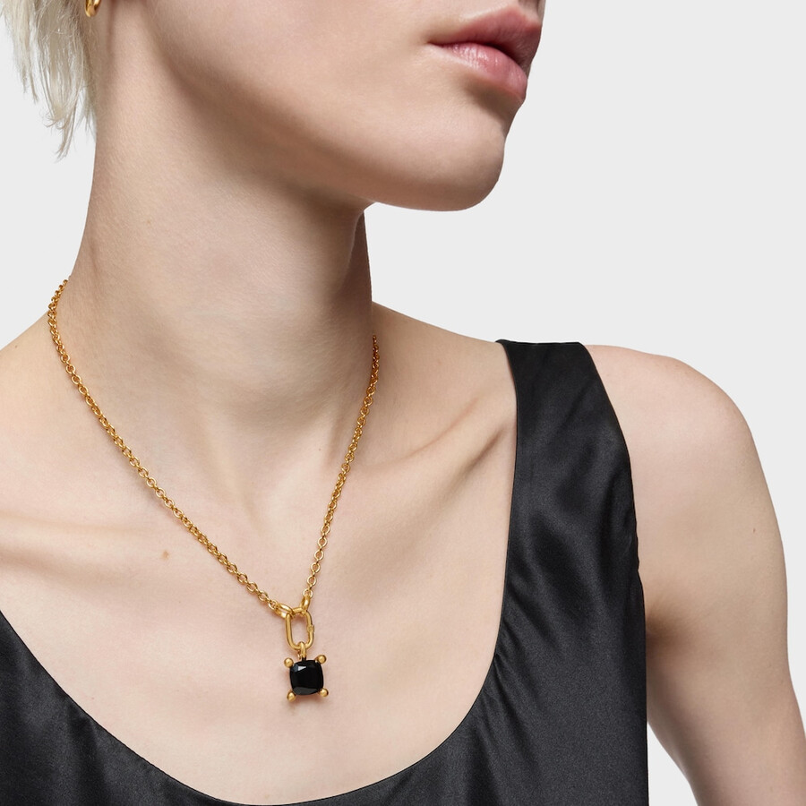 piccolo ciondolo a forma di orso placcato in oro 18kt su argento con onice colore nero