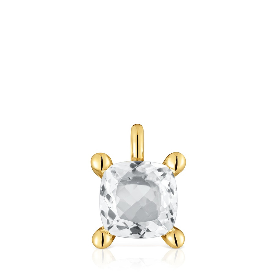 piccolo ciondolo placcato oro 18kt su argento e quarzo ialino colore bianco