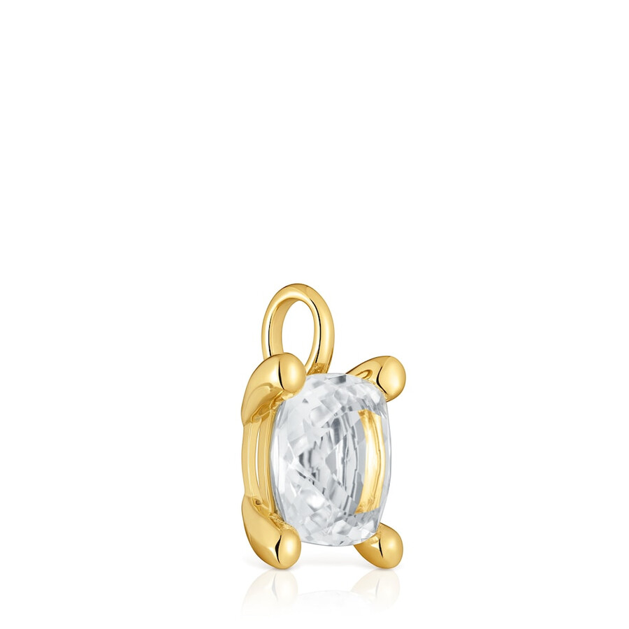 piccolo ciondolo placcato oro 18kt su argento e quarzo ialino colore bianco