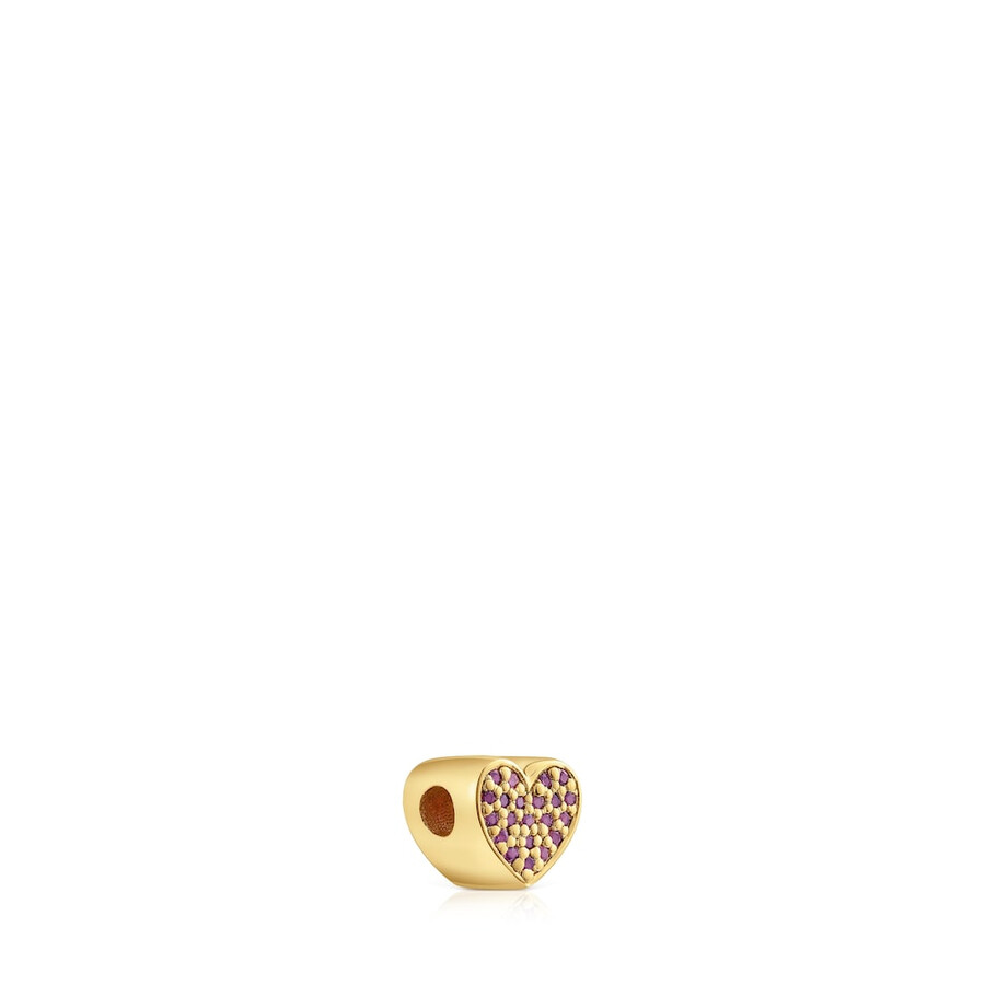 ciondolo a forma di cuore in argento placcato oro 18kt con rodoliti tous 1950