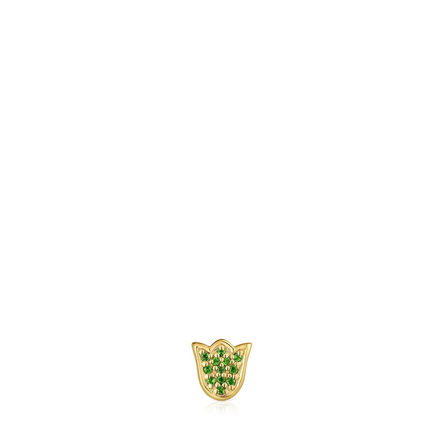 ciondolo a forma di tulipano in argento placcato oro 18kt e tsavoriti tous 1950