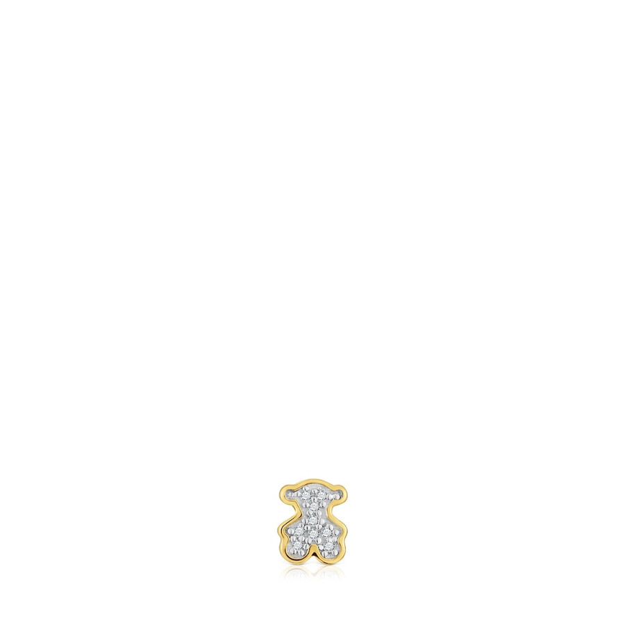 piccolo ciondolo a forma di orso placcato in oro 18kt su argento con diamanti tous 1950