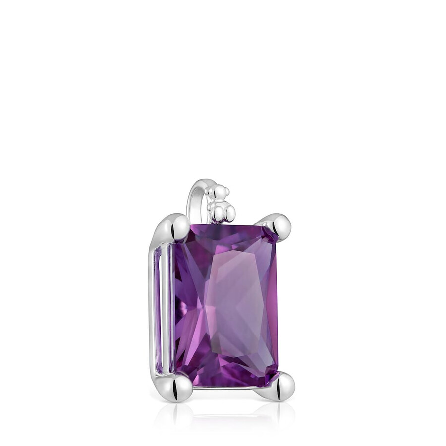 piccolo pendente in argento con zaffiro lilla coltivato in laboratorio tous color lgg