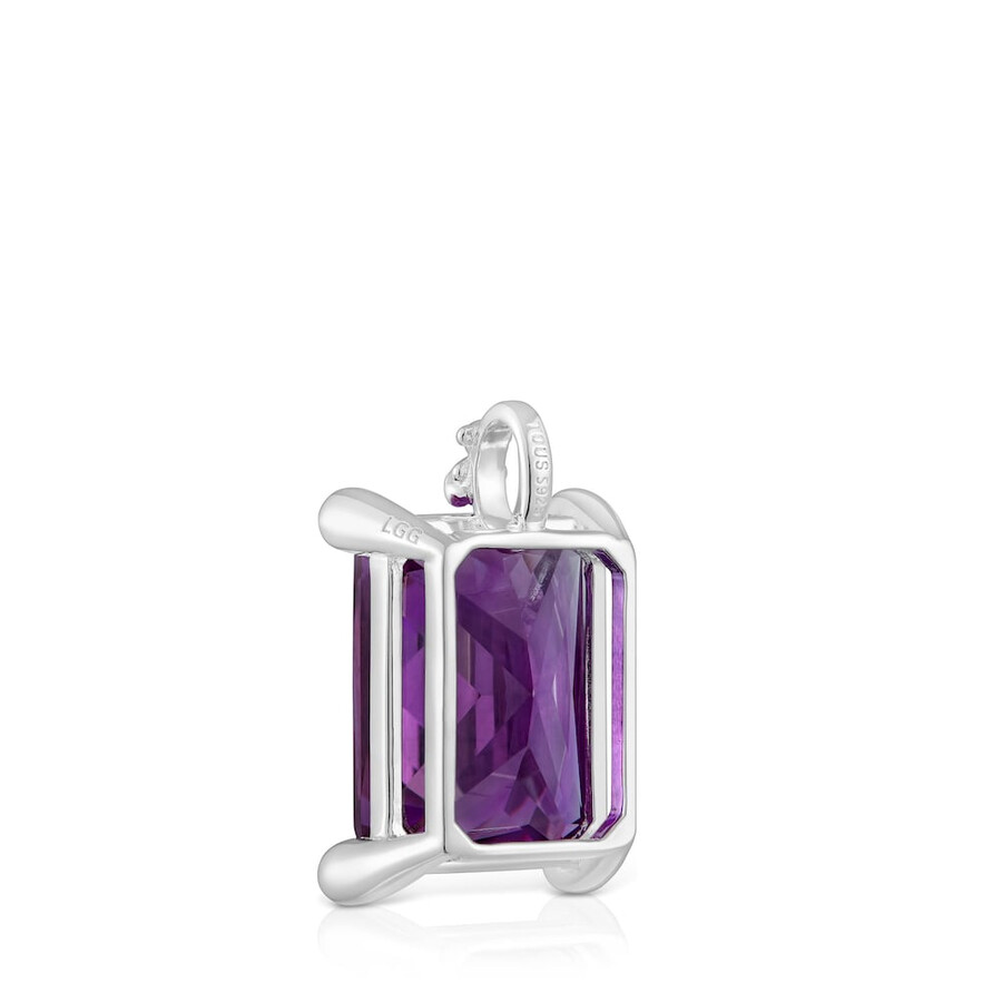 piccolo pendente in argento con zaffiro lilla coltivato in laboratorio tous color lgg