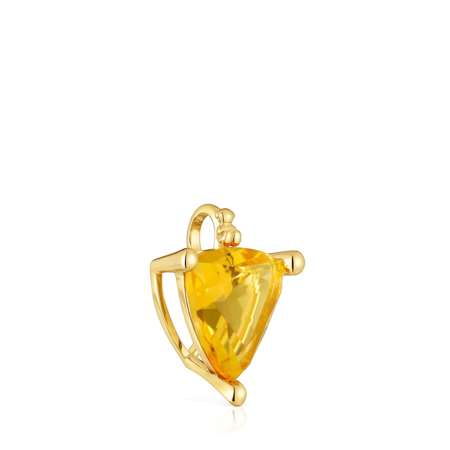 piccolo pendente placcato oro 18kt su argento e citrino coltivato in laboratorio tous color lgg