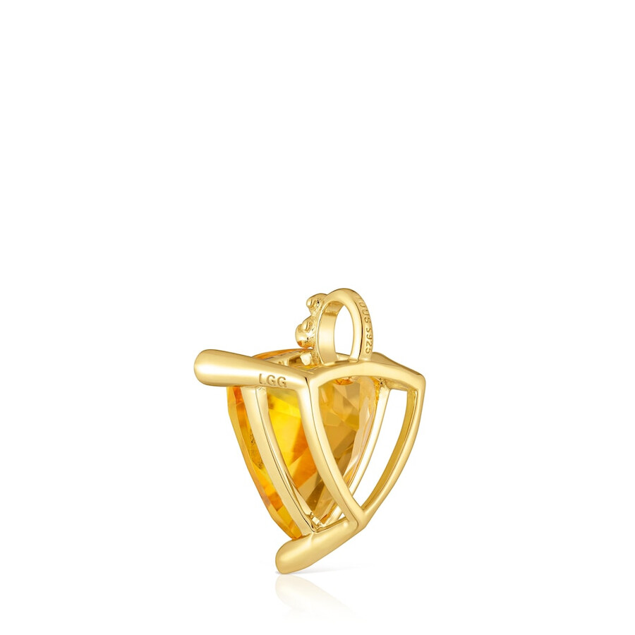 piccolo pendente placcato oro 18kt su argento e citrino coltivato in laboratorio tous color lgg