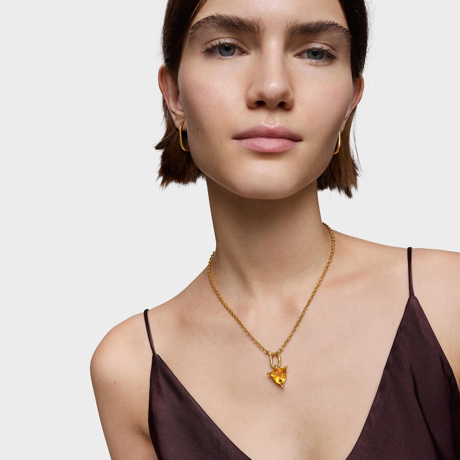 piccolo pendente placcato oro 18kt su argento e citrino coltivato in laboratorio tous color lgg