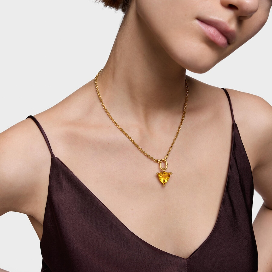 piccolo pendente placcato oro 18kt su argento e citrino coltivato in laboratorio tous color lgg