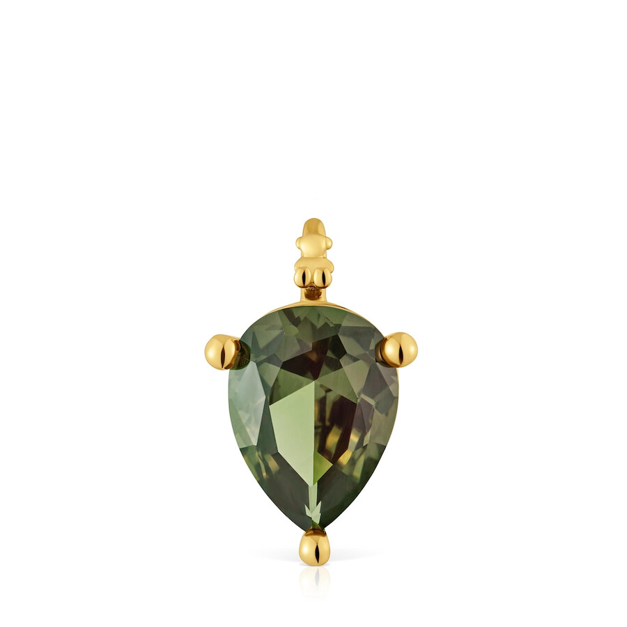 piccolo pendente placcato oro 18kt su argento e spinello verde coltivato in laboratorio tous color lgg