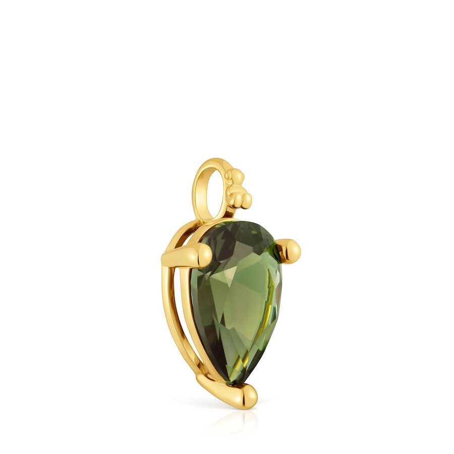 piccolo pendente placcato oro 18kt su argento e spinello verde coltivato in laboratorio tous color lgg