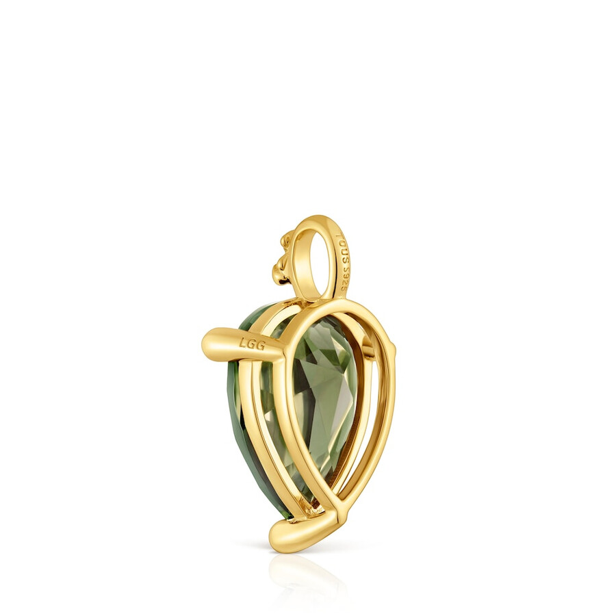 piccolo pendente placcato oro 18kt su argento e spinello verde coltivato in laboratorio tous color lgg