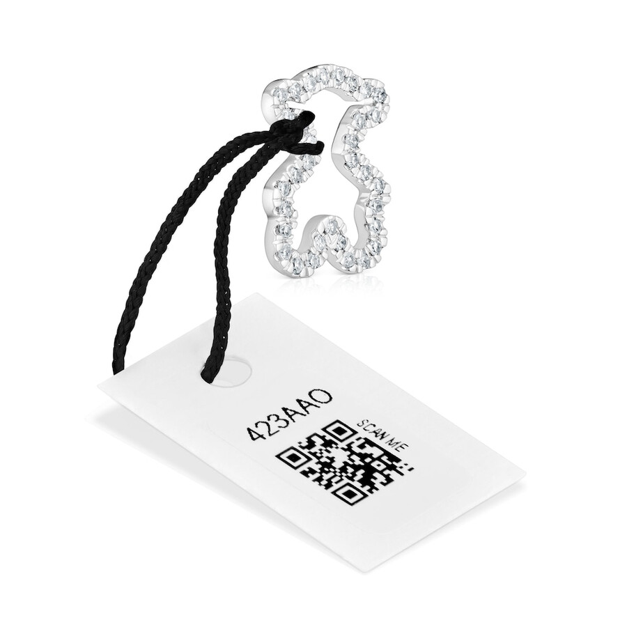 ciondolo a forma di orso in oro bianco da 115 mm con diamanti icon gems